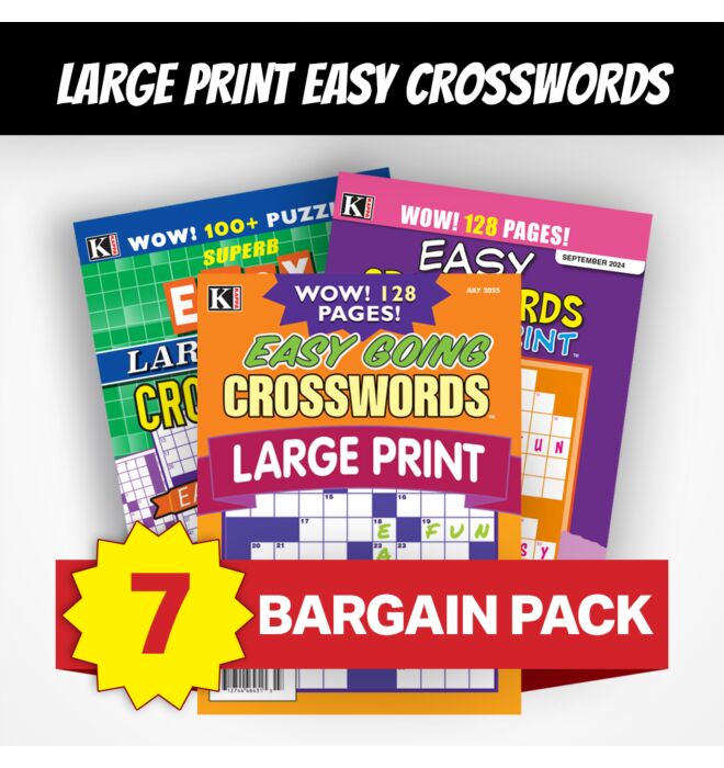 7 Large Print Easy Crossword Magazines