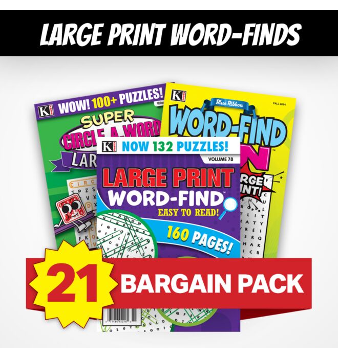 21 Large Print Word-Find Magazines