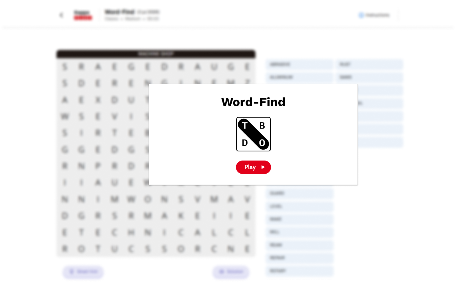 Play Today’s Word Search