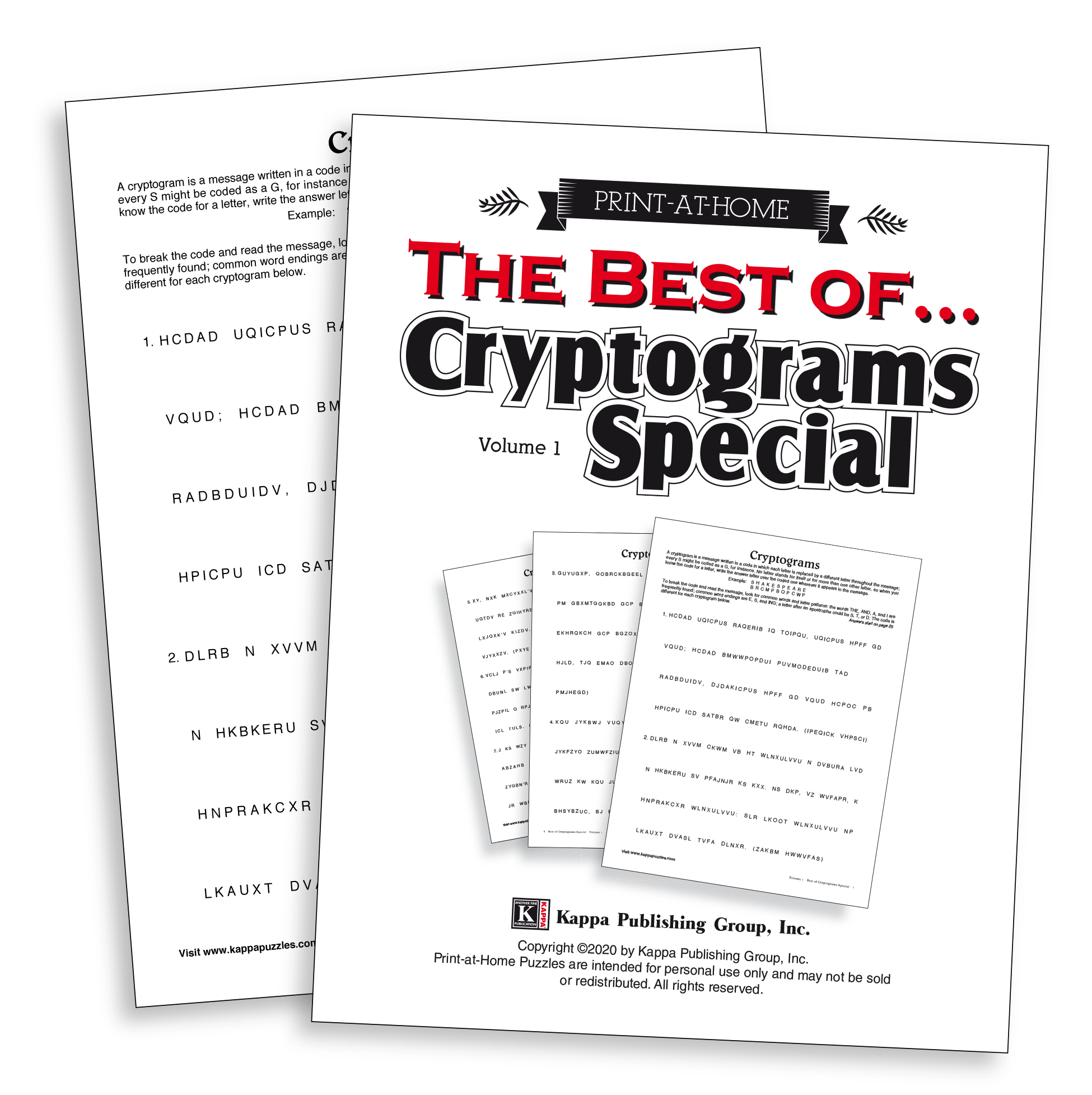 Print At Home Cryptograms Special Kappa Puzzles