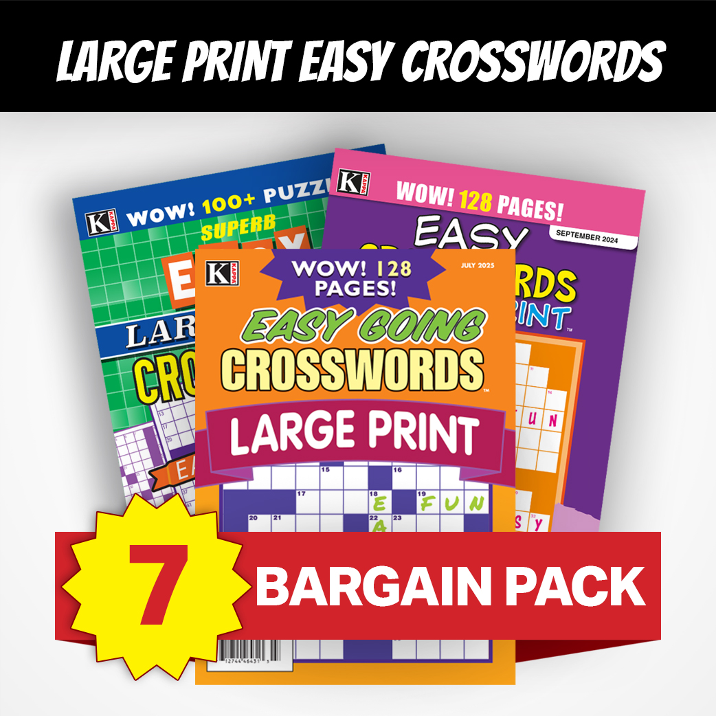7 Large Print Easy Crossword Magazines